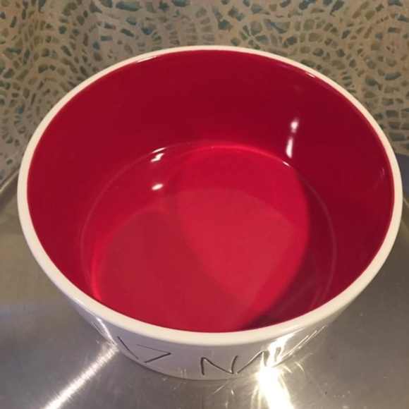 Rae Dunn XL Dog Bowl FELIZ NAVIDAD NWT Christmas holiday decor red - Picture 2 of 6